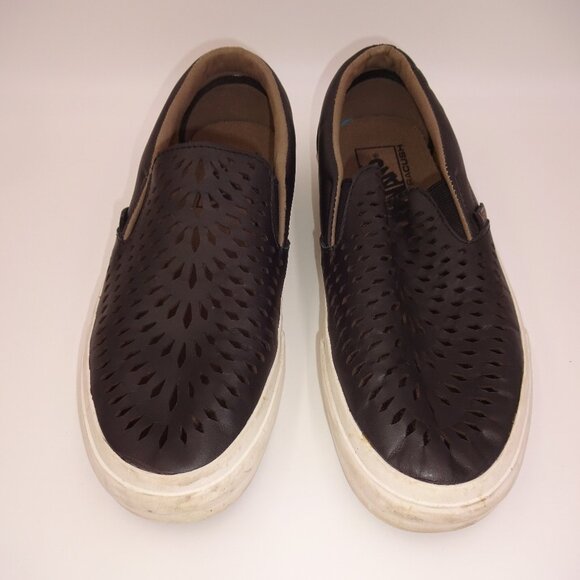 Vans Black Laser Cut Cutouts UltraCush Slip-On Shoes Mens 6.5 Womens 8 - Picture 2 of 8